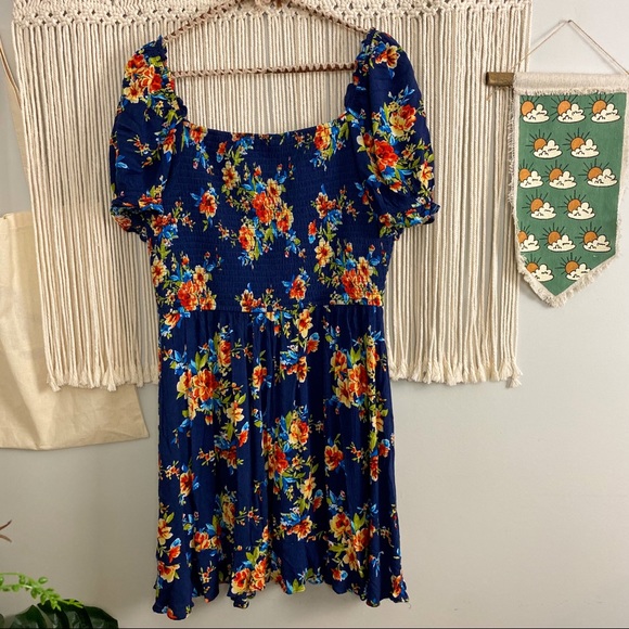 BOG Collective Smocked Floral Square Neck Puff Sleeve Dress - Picture 14 of 16